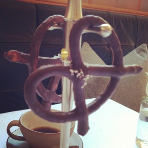 Fifteenth course at Eleven Madison Park: Pretzel (Chocolate Covered with Sea Salt)